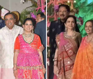 Navratri Spl: Mukesh Ambani Twins With Wife Nita & Mom Kokilaben In Pink, Isha Turns Host