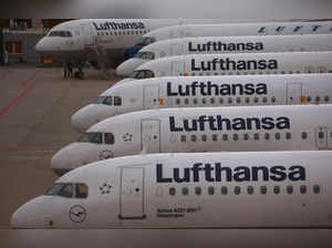 FILE PHOTO: Lufthansa airliners at Frankfurt airport