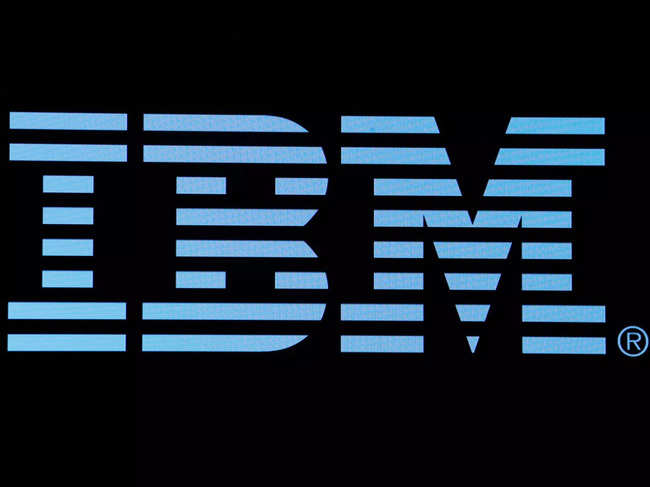 FILE PHOTO: The logo for IBM is displayed on a screen on the floor of the NYSE in New York