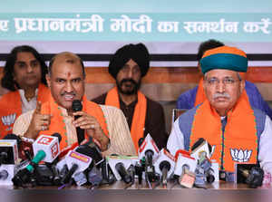 Jaipur: Union Minister of State and BJP leader Arjun Ram Meghwal and Rajasthan s...