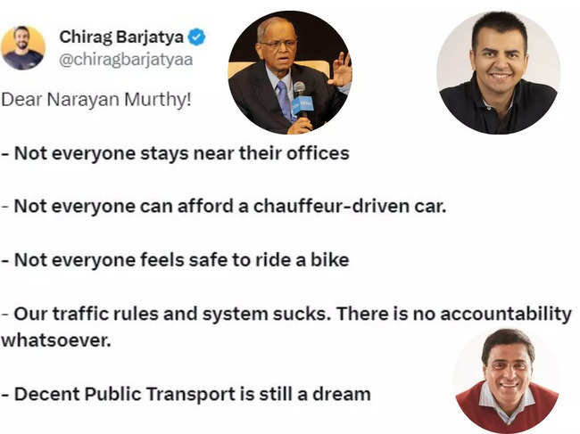 Chirag Barjatya tweeted in response to Narayana Murthy's suggestion that Indian youth should work 70 hours a week to aid nation-building. The tech icon's statement sparked diverse reactions from Bhavish Aggarwal, Ronnie Screwvala and others.