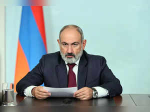 FILE PHOTO: Armenian Prime Minister Nikol Pashinyan addresses nation