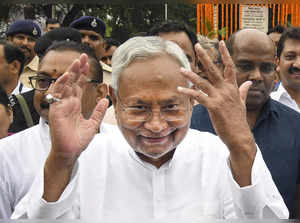 Patna: Bihar Chief Minister Nitish Kumar speaks to media persons during birth an...