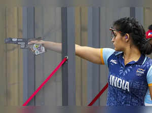 Hangzhou: Indian shooter Manu Bhaker competes in women's 25m pistol qualificatio...