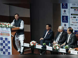 New Delhi, Oct 28 (ANI): MOS for Finance Pankaj Chaudhary addresses the 6th Annu...