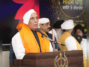 **EDS: IMAGE VIA @rajnathsingh** Lucknow: Defence Minister Rajnath Singh speaks ...