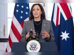 US Vice President Kamala Harris speaks during a State Luncheon in honor of Australian Prime Minister Anthony Albanese at the State Department in Washington, DC, October 26, 2023.