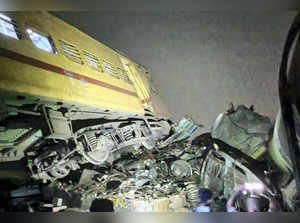 Vizianagaram: Derailed coaches of the passenger trains after their collision in ...