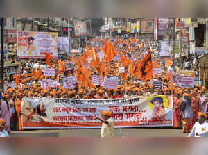 Karad: Activists of Maratha Kranti Morcha and Sakal Maratha Samaj during a prote...