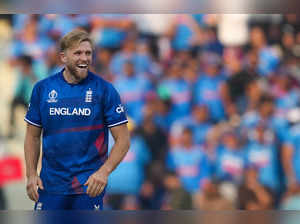 Lucknow: England's David Willey reacts during the ICC Men's Cricket World Cup 20...