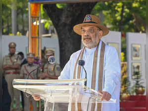 **EDS: IMAGE VIA MHA** Hyderabad: Union Home Minister Amit Shah addresses the pa...