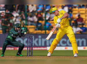 Bengaluru: Australias Mitchell Marsh plays a shot during the ICC Men's Cricket ...