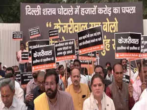 BJP workers protest at Rajghat, demand resignation of CM Kejriwal over alleged Delhi Liquor scam