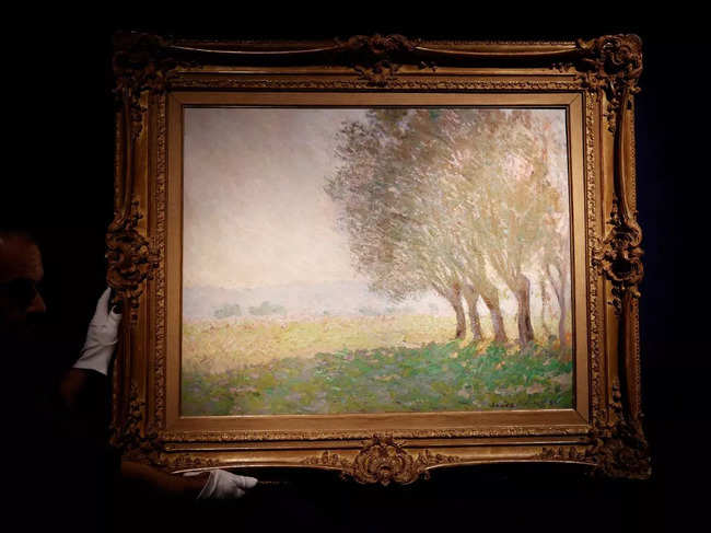 This rare painting, typical of Monet's style, portrays his signature brush strokes and play with light.