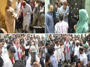 Telangana: Owaisi hits ground, starts door-to-door campaign in Hyderabad
