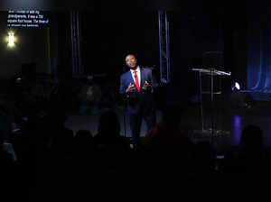 Republican presidential candidate Senator Tim Scott (R-SC) speaks to guests gathered at New Beginnings Church in the Woodlawn neighborhood on October 23, 2023 in Chicago, Illinois.