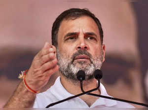 **EDS: IMAGE VIA AICC** Satna: Congress leader Rahul Gandhi addresses a public m...