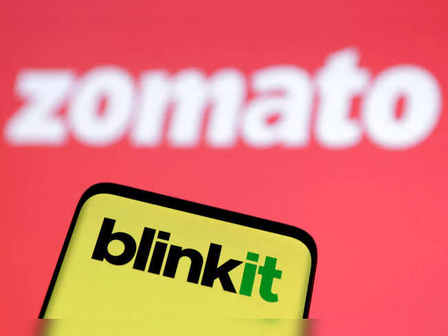 FILE PHOTO: Illustration shows Zomato and Blinkit logos