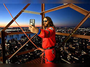 Jared Leto climbs The Empire State Building on November 08, 2023 in New York City.