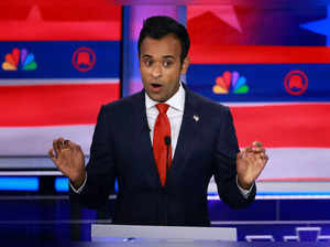 Republican presidential candidate Vivek Ramaswamy speaks during the NBC News Republican Presidential Primary Debate at the Adrienne Arsht Center for the Performing Arts of Miami-Dade County on November 8, 2023 in Miami, Florida.