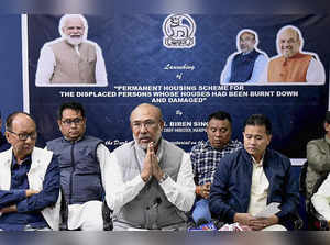 Manipur Chief Minister N Biren Singh during the launch of Permanent Hous...