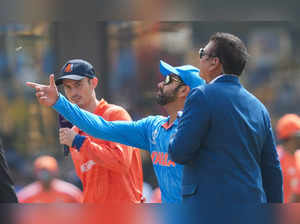 Bengaluru: Indian captain Rohit Sharma and Netherlands' captain Scott Edwards at...
