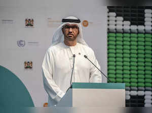COP28 President Sultan Al Jaber delivers his remarks during the Africa Climate Summit 2023 at the Kenyatta International Convention Centre (KICC) in Nairobi on September 5, 2023.