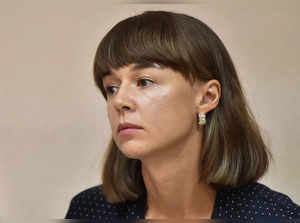 Ksenia Fadeyeva, 31, former local deputy in the Siberian city of Tomsk, ally of jailed Russian opposition leader Alexei Navalny and accused of having created an "extremist organisation", attends court hearings in the Siberian city of Tomsk on August 14, 2023.