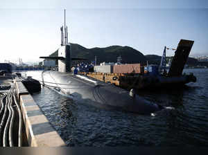 US ballistic missile Ohio-class submarine USS Kentucky is anchored at Busan Naval Base in Busan on July 19, 2023.