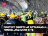 Uttarkashi tunnel accident: Workers protest as some of their colleagues still stranded inside
