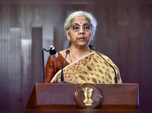 New Delhi, Nov 6 (ANI): Union Finance Minister Nirmala Sitharaman delivers an in...