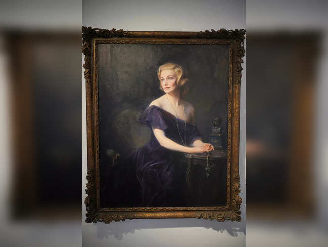 "Mrs Philip Astley, nee Madeleine Carroll", a portrait of the actress Madeleine Carroll by the artist Philip Alexius de Laszlo, is seen on display at Christie's auction house in London
