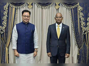 Kiren Rijiju and Maldives President Ibrahim Mohamed Solih during a meeting, in Male