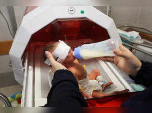 Premature babies which were evacuated from an incubator in Al Shifa Hospital in Gaza City receive treatment at a hospital in Rafah, in the southern Gaza Strip