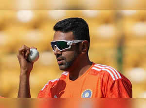 Bengaluru: India's R Ashwin during a practice session ahead of the ICC Men's Cri...