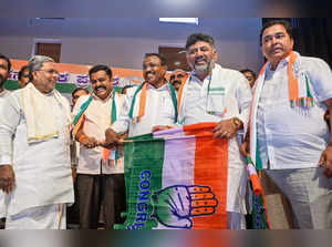 Bengaluru: Karnataka Chief Minister Siddaramaiah and Dy CM DK Shivakumar welcome...