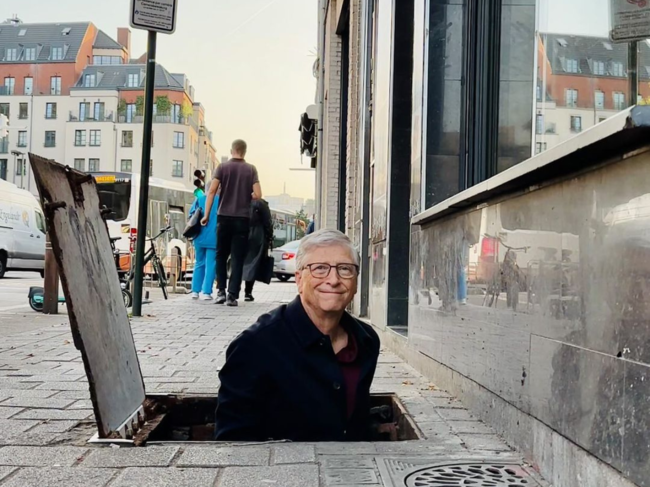 Billionaire Bill Gates exploring Brussels' sewer system.