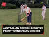 Australian Foreign Minister Penny Wong plays cricket, gifts bats to young cricketers on India visit