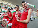 Grid girls pose