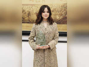 Jenna Ortega with her Breakthrough Award at the Harper's Bazaar Women of the Yea...