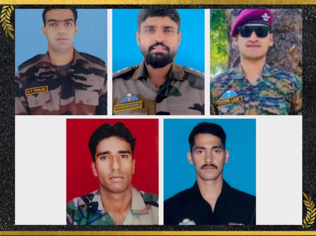 The five soldiers, Captain M V Pranjal, Captain Shubham Gupta, Havaldar Abdul Majid, Lance Naik Sanjay Bist, and Paratrooper Sachin Laur.
