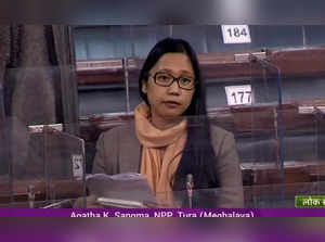 **EDS: TV GRAB** New Delhi: National People's Party MP Agatha K. Sangma speaks i...