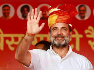Jalore: Congress leader Rahul Gandhi during a public meeting ahead of Rajasthan ...