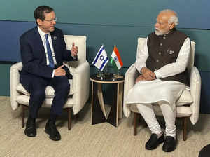 Dubai: Prime Minister Narendra Modi with President of Israel Isaac Herzog during...