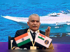 New Delhi, Dec 1 (ANI): Indian Navy Chief Admiral R Hari Kumar addresses a press...
