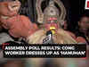 Assembly election results: Congress worker dresses up as ‘Lord Hanuman’, chants Jai Shri Ram