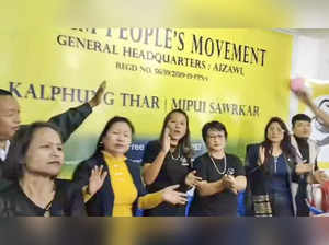 **EDS: VIDEO GRAB** Aizawl: Zoram People's Movement (ZPM) workers celebrate part...