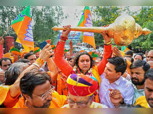 Bharatiya Janata Party candidate Swami Balmukund Acharya from Hawa Mahal constit...