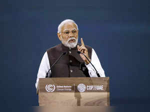 India Prime Minister Narendra Modi speaks during the Transforming Climate Finance session at the United Nations climate summit in Dubai on December 1, 2023.