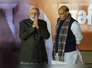 New Delhi: Prime Minister and senior BJP leader Narendra Modi with BJP National ...